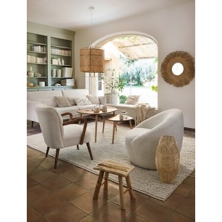 Fauteuil accoudoirs Chiara bouclette blanc