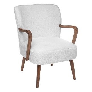 Fauteuil accoudoirs Chiara bouclette blanc