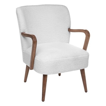 Fauteuil accoudoirs Chiara bouclette blanc
