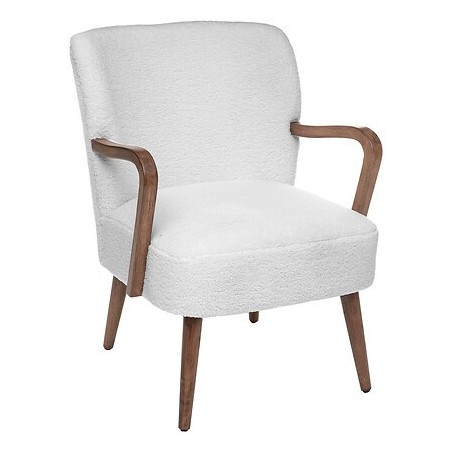 Fauteuil accoudoirs Chiara bouclette blanc