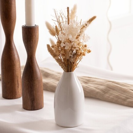 Compo fleurs séchées 25 cm vase céramique