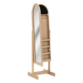 Armoire à bijoux avec miroir Soleya haut 145 cm bois naturel
