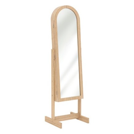 Armoire à bijoux avec miroir Soleya haut 145 cm bois naturel