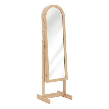 Armoire à bijoux avec miroir Soleya haut 145 cm bois naturel