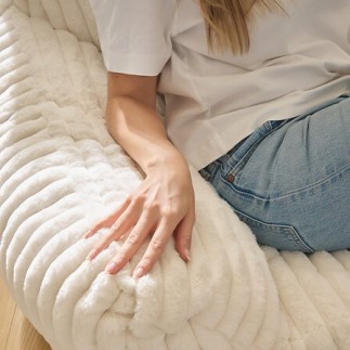 Fauteuil XL velours côtelé Muzi blanc