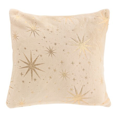Coussin étoiles dorées 40x40cm blanc