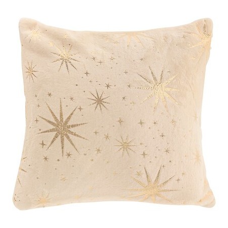 Coussin étoiles dorées 40x40cm blanc