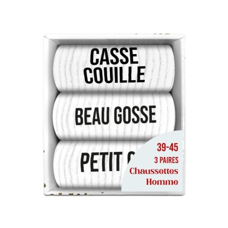 Coffret Trio Chaussettes Homme Casse Couille Blanc