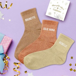 Coffret Trio Chaussettes Paillettes Brunette