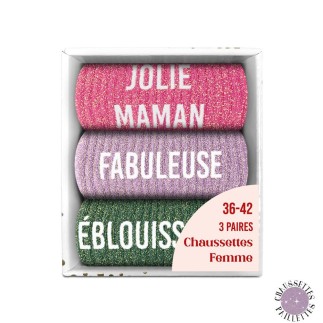 Coffret Trio Chaussettes Paillettes Jolie Maman