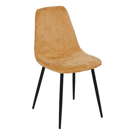 Chaise Tyka chenille ocre pieds métal noir