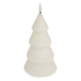 Bougie LED forme sapin 20 cm blanc