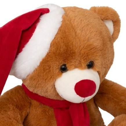 Peluche ours brun bonnet 34 cm marron