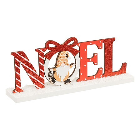 Déco mot Noël gnome 24 cm bois