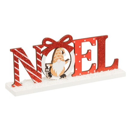 Déco mot Noël gnome 24 cm bois