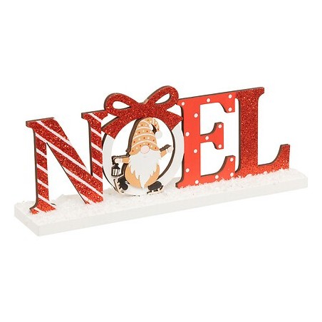 Déco mot Noël gnome 24 cm bois