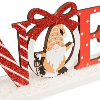 Déco mot Noël gnome 24 cm bois