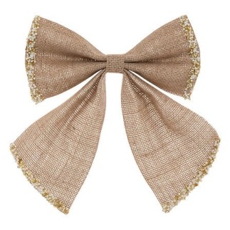 Noeud déco givré 20x24cm jute beige