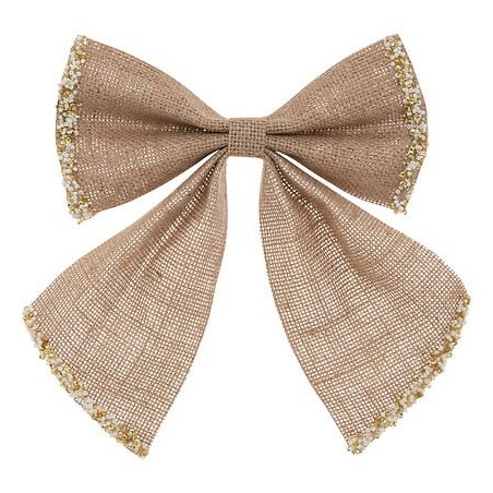 Noeud déco givré 20x24cm jute beige