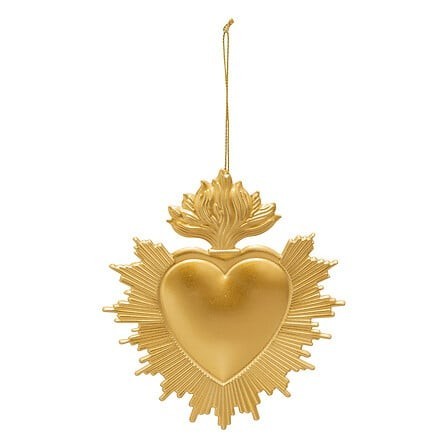 Sujet cœur ex-voto métal 14 cm doré