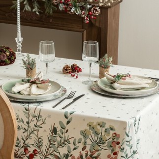 Nappe coton branches 140x240cm blanc