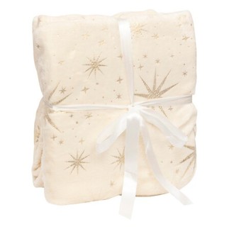 Plaid étoiles dorées 130x180cm ivoire