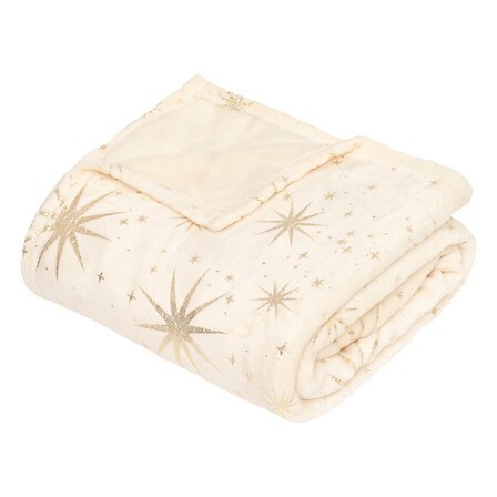 Plaid étoiles dorées 130x180cm ivoire