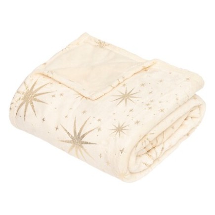 Plaid étoiles dorées 130x180cm ivoire