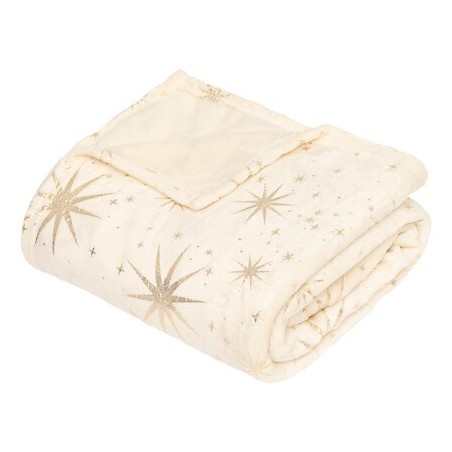 Plaid étoiles dorées 130x180cm ivoire