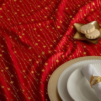 Nappe velours étoiles 140x240cm rouge