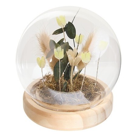 Compo fleurs séchées Stila globe LED beige