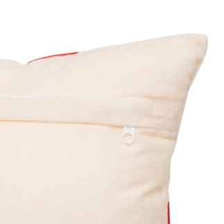 Coussin nœud rouge cadeau velours blanc