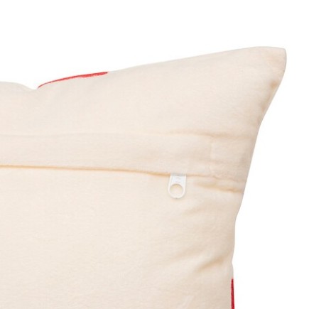 Coussin nœud rouge cadeau velours blanc