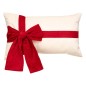 Coussin nœud rouge cadeau velours blanc
