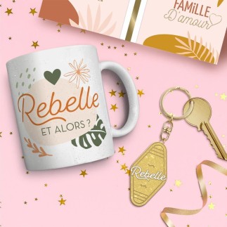 Coffret Mug Porte Cles Paillettes Rebelle