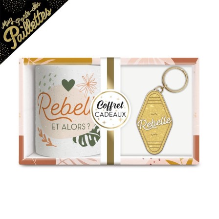 Coffret Mug Porte Cles Paillettes Rebelle