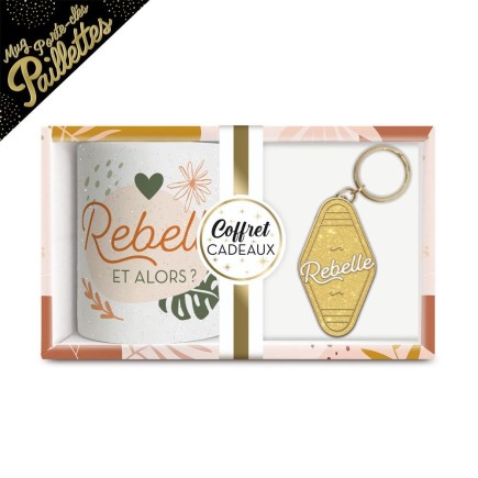 Coffret Mug Porte Cles Paillettes Rebelle
