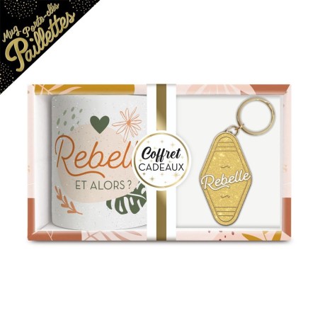 Coffret Mug Porte Cles Paillettes Rebelle