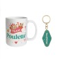 Coffret Mug Porte Cles Paillettes Poulette