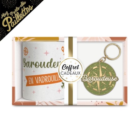 Coffret Mug Porte Cles Paillettes baroudeuse