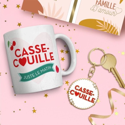Coffret Mug Porte Cles Paillettes casse couille