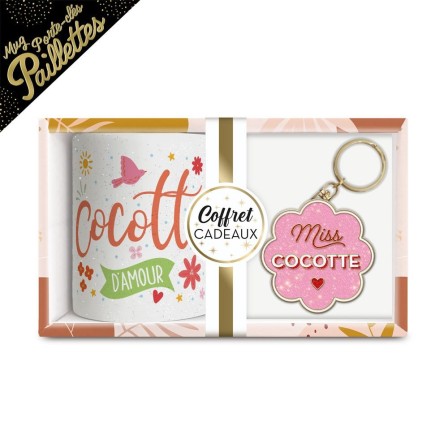 Coffret Mug Porte Cles Paillettes bringueuse