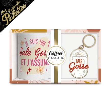 Coffret Mug Porte Cles Paillettes sale gosse