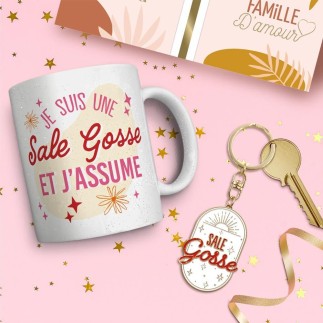 Coffret Mug Porte Cles Paillettes sale gosse