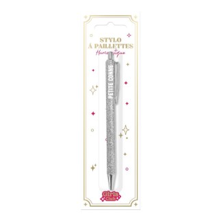 Stylo paillettes Argent Petite Conne