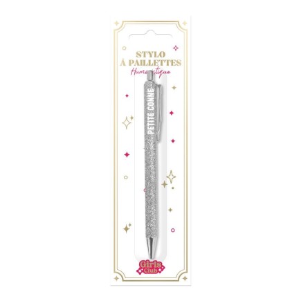 Stylo paillettes Argent Petite Conne