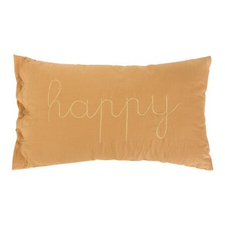 Coussin rectangle gaze de coton noisette