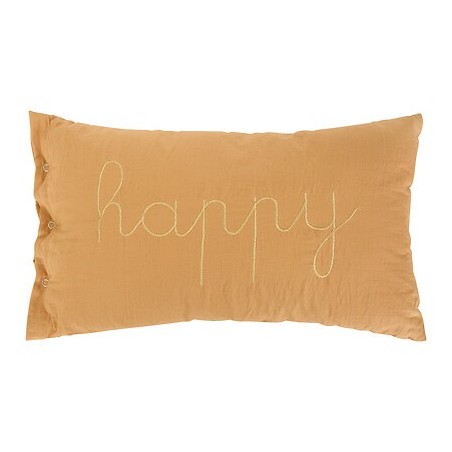 Coussin rectangle gaze de coton noisette