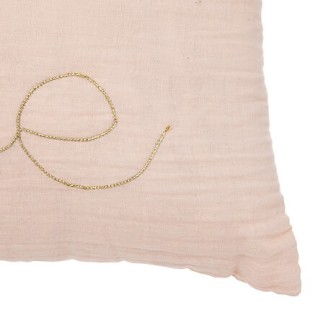 Coussin rectangle gaze de coton love rose