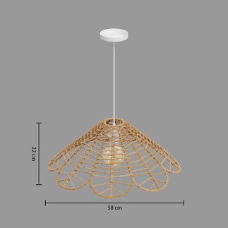 Suspension Folk 58 cm corde naturel